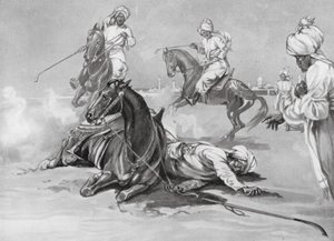 デリーの奴隷王クトゥブディン・アイバクの死、AD1210年（リトグラフ） 作： H. M. (after) Burton