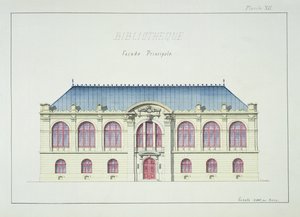 ライブラリのメインファサード、デザインのフォリオからのプレートXII、c.1870 作： H. Monnot