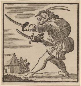 せむしが二本の剣を振り回す 作： H. Numan after Jacques Callot