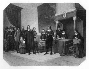 17世紀後半のアムステルダムでのフランスのプロテスタントのレセプションc1870 作： H. Sluyter