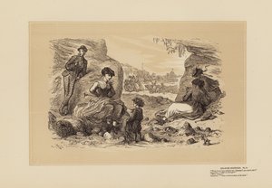 海辺のスケッチ、第6番、悪くない推測（エングレーヴィング） 作： Hablot Knight (1815 92) Browne