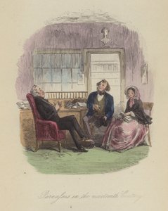 フランク・E・スメドレー著『Lewis Arundel or The Railroad of Life』の挿絵（彩色済み彫刻）。 作： after Hablot Knight Browne