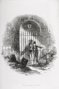聖別された地面、チャールズディケンズ（1812-70）による「ブリークハウス」のイラスト1853年発行 作： Hablot Knight Browne