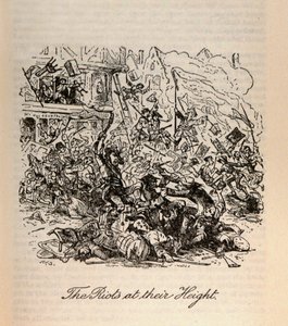 チャールズ・ディケンズの「バーナビー・ラッジ」（1812-70）の「高みの暴動」 作： Hablot Knight Browne