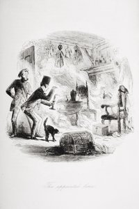 指定された時間、チャールズディケンズ（1812-70）による「ブリークハウス」のイラストは1853年（リソ）に出版 作： Hablot Knight Browne