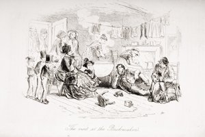 ブリックメーカーの訪問、チャールズディケンズ（1812-70）による「ブリークハウス」のイラスト1853年発行 作： Hablot Knight Browne