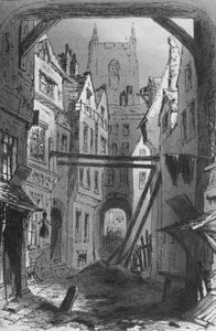 トムは一人で、チャールズディケンズ（1812-70）の「ブリークハウス」のイラストは1853年に出版されました 作： Hablot Knight Browne