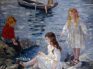 ビーチで遊ぶ女の子 作： Halfdan Frithjof Strom