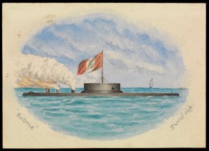 ヴィクトリア砲塔船、1865年頃（水彩画） 作： Hamilton Williams