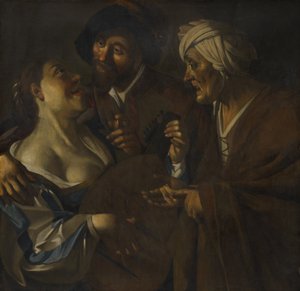 調達者」ディルク・ヴァン・バブレン（c.1595-1624）の贋作、1930-45年頃（油彩・キャンバス