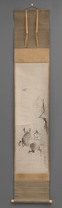 牡牛と騎手 17世紀前半～19世紀後半 掛軸：紙に墨 作： Hanabusa Itcho