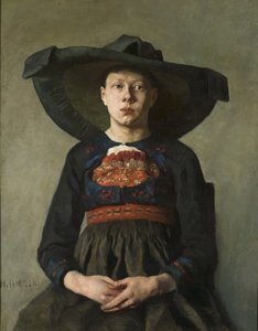 A Bavarian Peasant Girl, by Pauli (Hirsch-Pauli), Hanna (1864-1940).油彩・キャンバス 作： Hanna Pauli