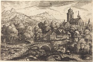 村のある山岳風景 作： Hanns Lautensack