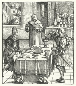 料理を学ぶオーストリアのマクシミリアン大公（彫刻 作： Hans (after) Burgkmair