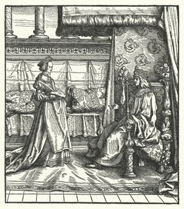 1477年に後の神聖ローマ皇帝マクシミリアン1世と結婚した娘メアリーと一緒にいるブルゴーニュ公シャルル1世（エングレーヴィング 作： Hans (after) Burgkmair