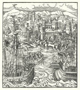 ローマに到着した神聖ローマ皇帝フリードリッヒ3世と花嫁のポルトガル人エレアノール 作： Hans (after) Burgkmair