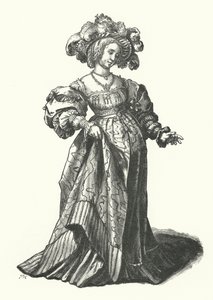 バーゼルの女性の衣装（エングレービング 作： Hans (after) Holbein the Younger
