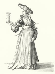 バーゼルの女性の衣装（エングレービング 作： Hans (after) Holbein the Younger