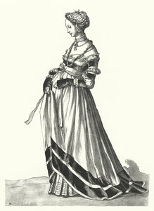 バーゼルの女性の衣装（エングレービング 作： Hans (after) Holbein the Younger