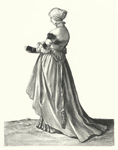 バーゼルの女性の衣装（エングレービング 作： Hans (after) Holbein the Younger