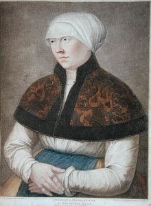 ホルベインの妻の肖像」フランチェスコ・バルトロッツィ（1727-1815）1796年（エングレービング） 作： Hans (after) Holbein the Younger