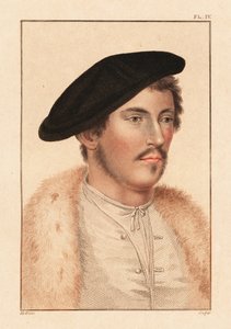 未知の男の肖像、ヘンリー 8 世王の宮廷、c. 1532年、1812年（彫刻） 作： Hans (after) Holbein the Younger