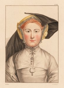 ヘンリー 8 世王の宮廷からの未知の女性の肖像、1812 年 (彫刻) 作： Hans (after) Holbein the Younger