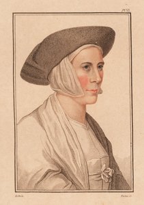 ヘンリー 8 世王の宮廷からの未知の女性の肖像、1812 年 (彫刻) 作： Hans (after) Holbein the Younger