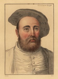 サー ジョージ カリュー、イギリスの兵士、ヘンリー 8 世の提督、1812 年 (彫刻) 作： Hans (after) Holbein the Younger