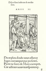 堕落した裁判官（エングレービング 作： Hans (after) Holbein the Younger