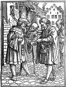 若き日のハンス・ホルベイン（1497-1543）の模擬死：弁護士（エングレーヴィング 作： Hans (after) Holbein the Younger