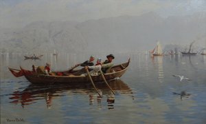 ベルゲン港（キャンバスに油彩）