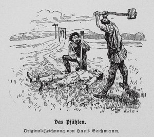 打刻による処刑（彫刻） 作： Hans Bachmann