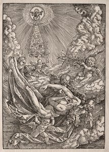 天使によって天国に運ばれたキリスト 作： Hans Baldung