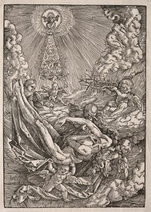 天使が天国に運ばれたキリストc。 1515-1517。 作： Hans Baldung