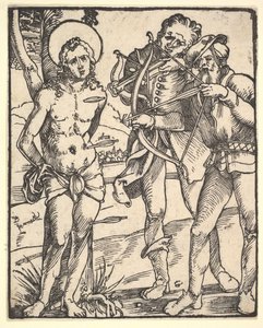 2人のクロスボウの男性と聖セバスチャンの殉教。 作： Hans Baldung