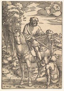 15世紀から16世紀の馬に乗って聖マーティン。 作： Hans Baldung