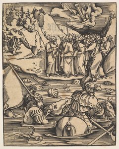 紅海を渡るエジプト人、ダスブーフグラナタプフェル、1511年。 作： Hans Baldung