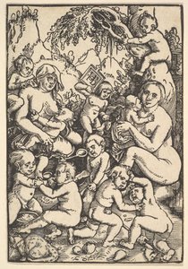 子供を持つ 2 人の母親が死ぬキンデラウエ、カリフォルニア州。 1512年。 作： Hans Baldung
