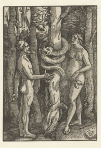 ヘビと一緒のアダムとイブ 誘惑 作： Hans Baldung Grien