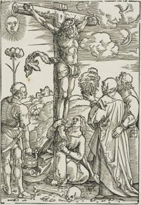 十字架上のキリストとマリア、ヨハネ、マグダレン、ステファノ 作： Hans Baldung Grien