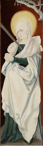 悲しみの聖母（La Vierge des douleurs）」ハンス・バルドゥング（Baldung Grien）（1484-1545）作。木に油彩、1516年頃。寸法：152,2x46 cm。ブダペスト、セプムヴェシェティ美術館（Szepmuveszeti Muzeum 作： Hans Baldung Grien