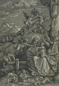 風景の中の子供と天使とマドンナ 作： Hans Baldung Grien