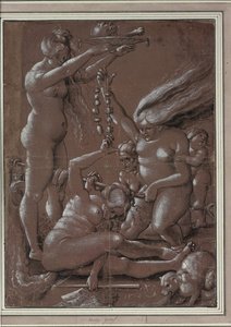 魔女たちの安息日」（ハンス・バルドゥングの後） par Graf, Urs (c. 1485-1527/28).ペン、ブラシ、インク、白、紙、サイズ：29,5x21,7 作： Hans Baldung Grien