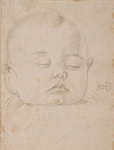 眠っている男の子の頭、正面向き 作： Hans Baldung Grien