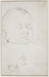 四分の一横顔の小さな男の子の頭、半開きの口、 作： Hans Baldung Grien