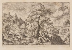 プレート10、旧約聖書と新約聖書、オヴィッドの『変身論』からの風景画より 作： Hans Bol