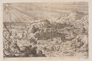 第30図 旧約聖書と新約聖書、オヴィッドの『変身物語』の風景画より 作： Hans Bol