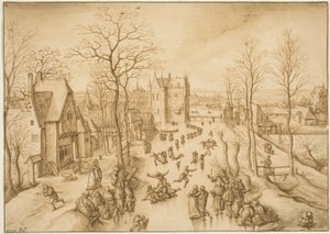 スケーターのいる冬景色 作： Hans Bol