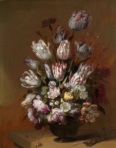 花の静物。 1639 作： Hans Bollongier